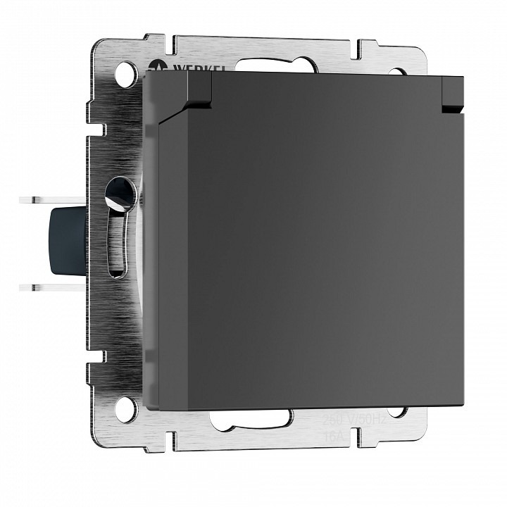 Фото Розетка с заземлением и со шторкой, без рамки с крышкой Werkel графит матовый W1171264 WRK_a069592 - интернет-магазин МегаТерем в Москве