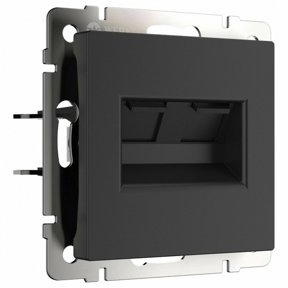 Фото Розетка двойная Ethernet RJ-45 без рамки Werkel черный матовый W1182208 WRK_a051616 - интернет-магазин МегаТерем в Москве