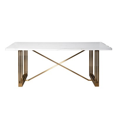 Стол обеденный белый / браш.золото 200*100*76см (TT-00013557)