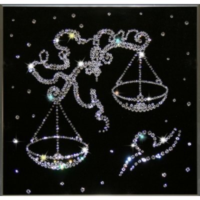 Картина Весы черные 25x25 см с кристаллами Swarovski (1359)