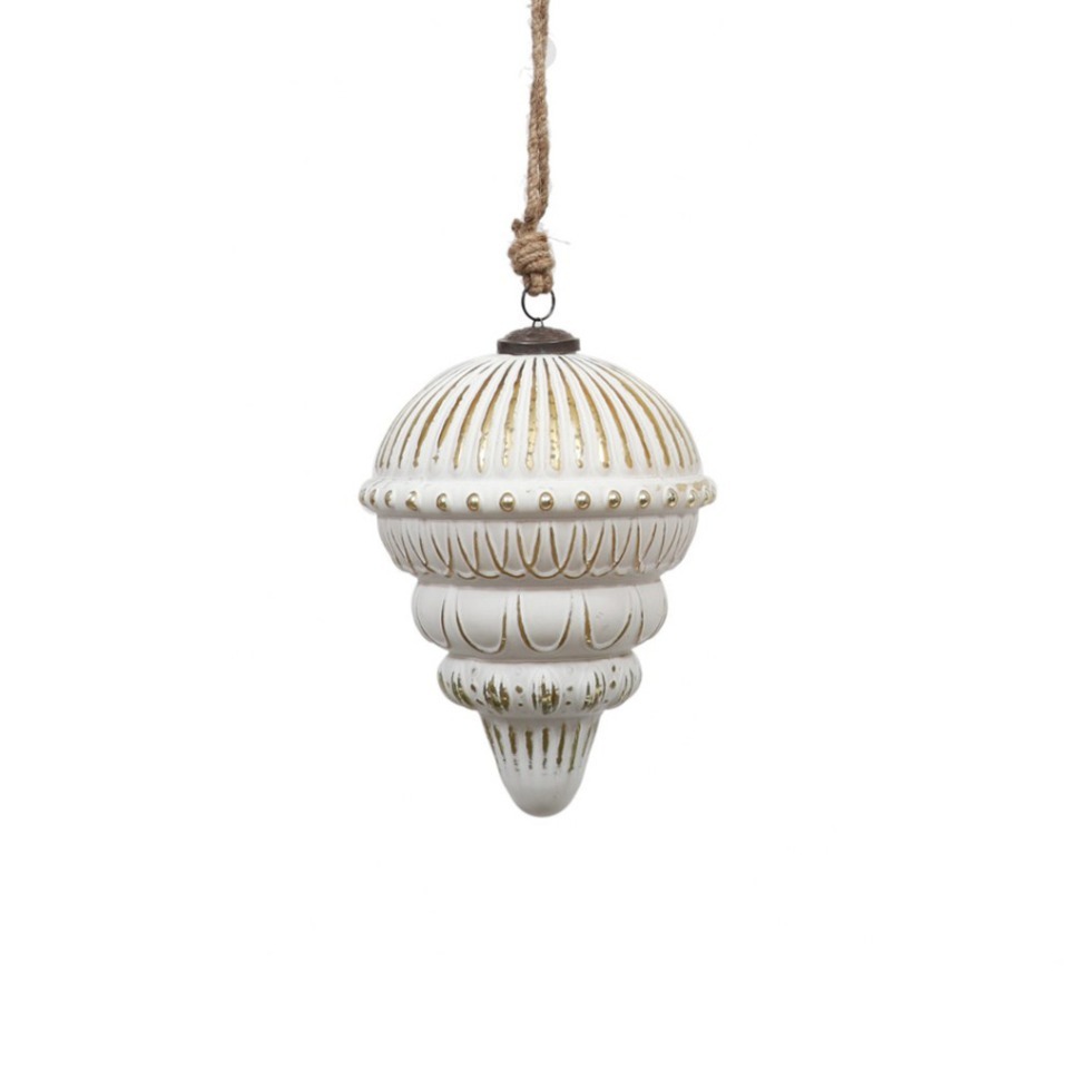 Фото Новогодняя игрушка EL-36A, стекло, white, gold, ROOMERS FURNITURE - интернет-магазин МегаТерем в Москве