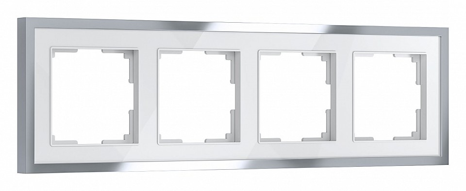 Фото Рамка на 4 поста Werkel Baguette (белый/серебро) W0042850 WRK_a062782 - интернет-магазин МегаТерем в Москве