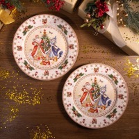 Набор тарелок обеденных lefard "дед мороз и снегурочка"  2 шт. 27 см (85-1712-1) 