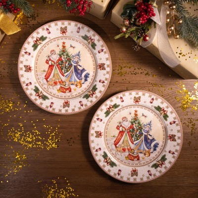 Набор тарелок обеденных lefard "дед мороз и снегурочка"  2 шт. 27 см (85-1712-1) 