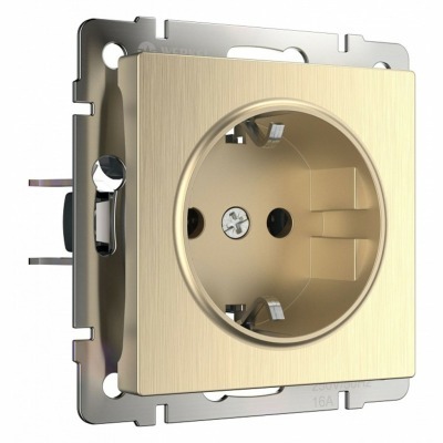 Розетка с заземлением и со шторками, без рамки Werkel шампань рифленый W1171110 WRK_a051429