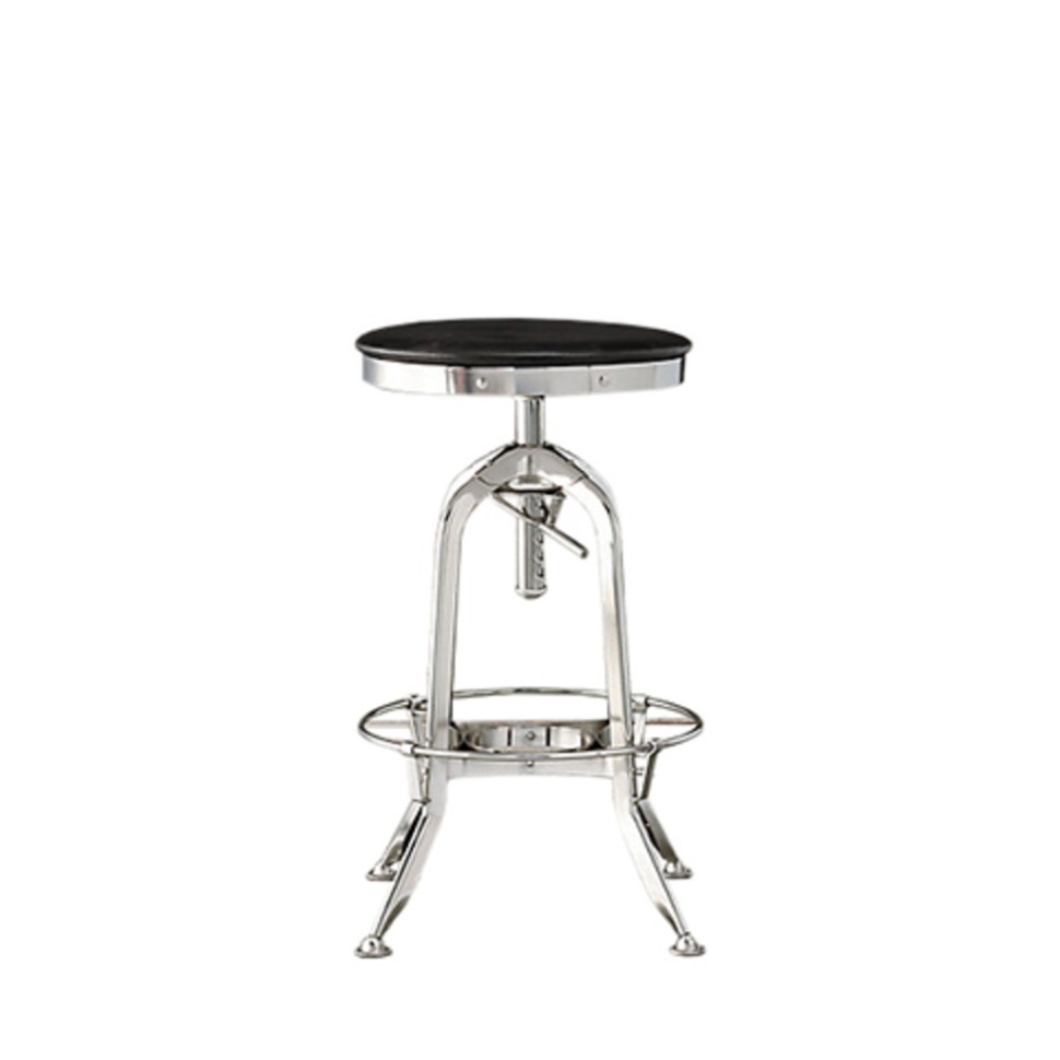 Фото Стул Винд FE24-724A, 35, каркас - металл, сидение - дуб, chrom/black, RESTORATION HARDWARE - интернет-магазин МегаТерем в Москве