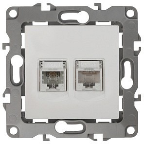 Фото Розетка двойная RJ-11 и Ethernet RJ-45, без рамки Эра Эра 12 12-3109-01 ER_B0018248 - интернет-магазин МегаТерем в Москве