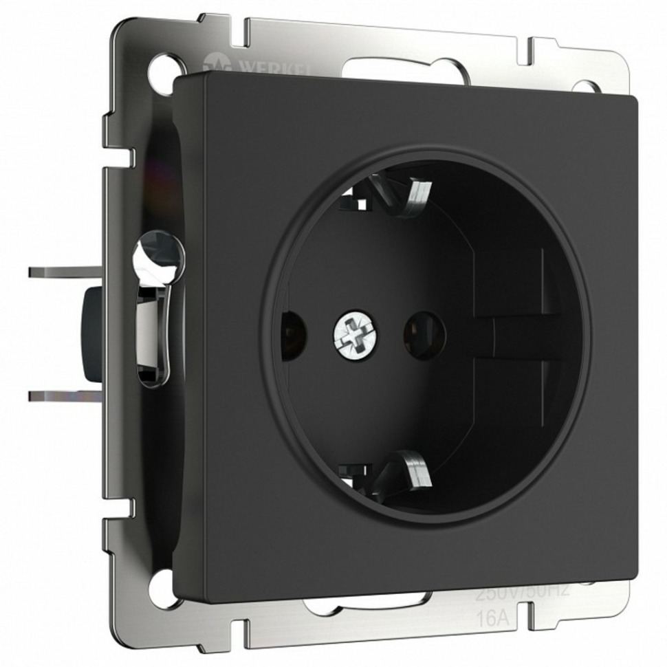 Фото Розетка с заземлением, без рамки Werkel черный матовый W1171308 WRK_a051618 - интернет-магазин МегаТерем в Москве