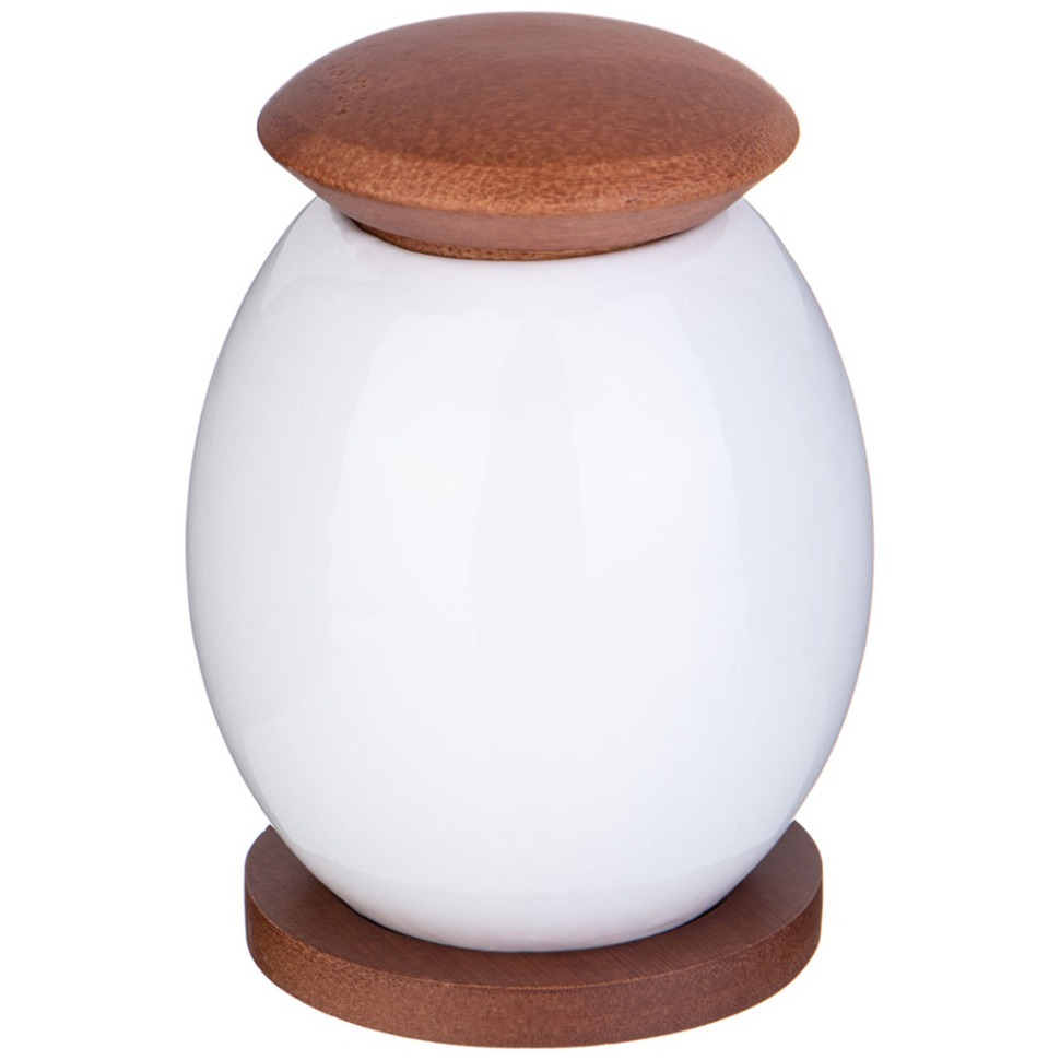 Фото Банка с дерев. крышкой lefard native 9,5*12 см 400 мл на дерев. подставке (587-202)  - интернет-магазин МегаТерем в Москве