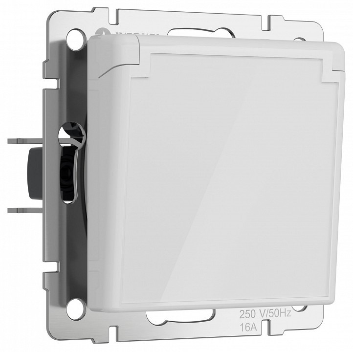 Фото Розетка влагозащищенная с заземлением и со шторками, без рамки с крышкой Werkel белый акрил W1171241 WRK_a064013 - интернет-магазин МегаТерем в Москве