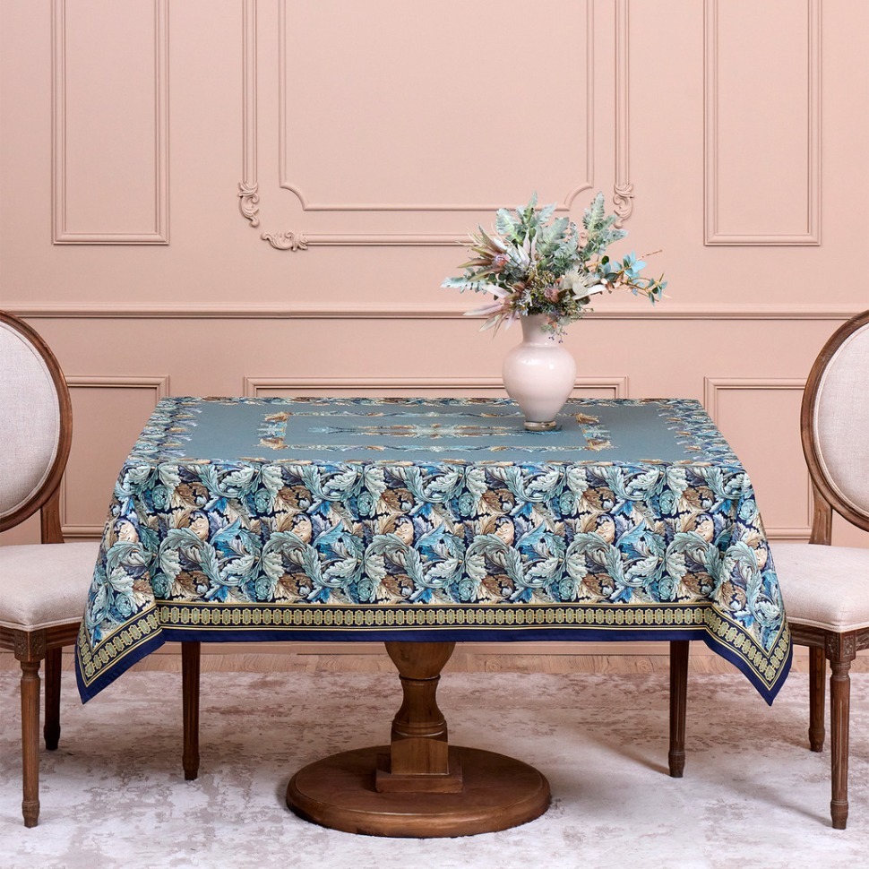 Фото Скатерть листья морриса140х180см , 100% хлопок, синий , твил, пропитка Lefard (850-752-2) - интернет-магазин МегаТерем в Москве