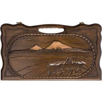 Нарды резные "Арарат и Хор Вирап" с ручкой 30, Haleyan (28333)