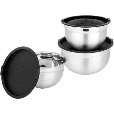 Набор мисок agness с крышками, противоскользящее дно, 6 пр, 1,3/2,6/4 л. d=18/22/26 cm (880-133) 