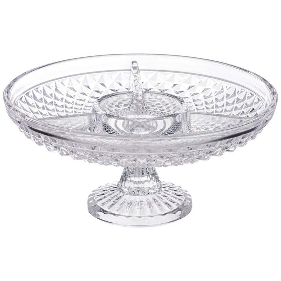 Фото Блюдо на ножке 3 секции, 19x11 см Alegre Glass (337-131) - интернет-магазин МегаТерем в Москве