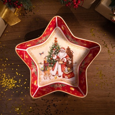 Блюдо-звезда lefard "дед мороз" 28*28*5 см красное (85-2081) 