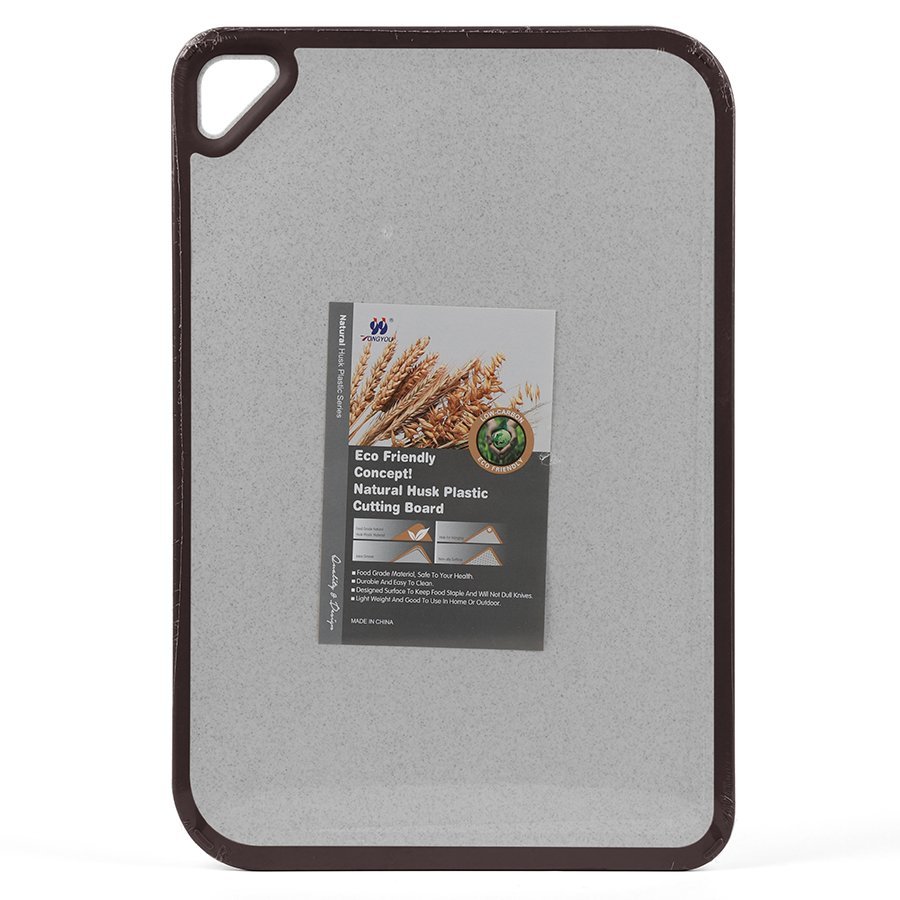 Фото Доска разделочная из пшеничного волокна homi, 44х30 см, светло-серая с темно-сливовым кантом (74907) - интернет-магазин МегаТерем в Москве