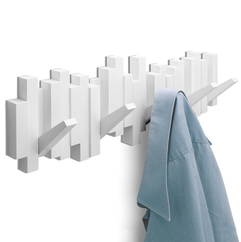 Фото Вешалка настенная sticks, 49,3 см, белая, 5 крючков (39095) - интернет-магазин МегаТерем в Москве