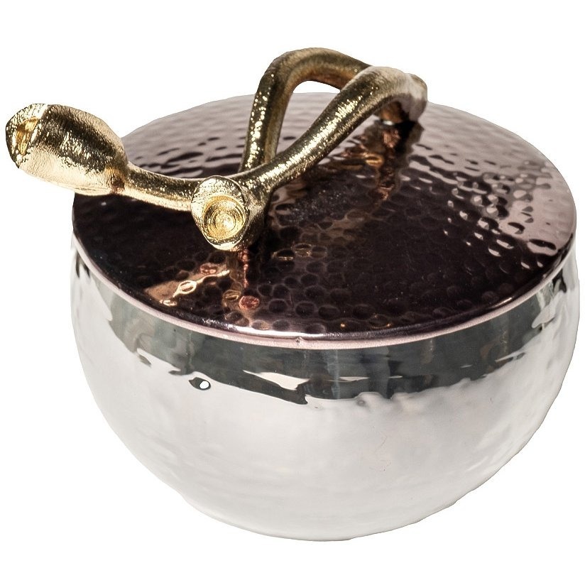 Фото Емкость с крышкой Бутоны металл/стекло13*12*12,5 (TT-00006710) - интернет-магазин МегаТерем в Москве