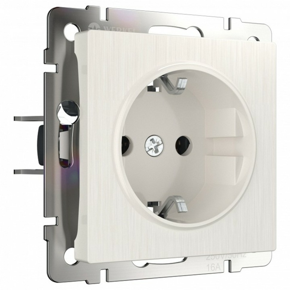 Фото Розетка с заземлением, без рамки Werkel перламутровый рифленый W1171013 WRK_a051184 - интернет-магазин МегаТерем в Москве