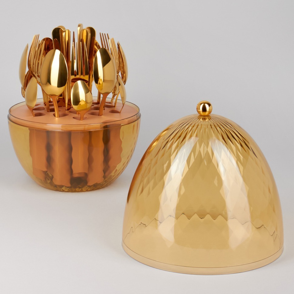 Фото Набор столовых приборов на вращающейся подставке, 24пр, пвд покрытие Agness (922-021) - интернет-магазин МегаТерем в Москве