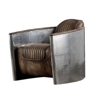 Кресло Авиатор T-AVI-SA-0004-K, каркас массив дуба, обивка металл, натуральная кожа, mixed, RESTORATION HARDWARE