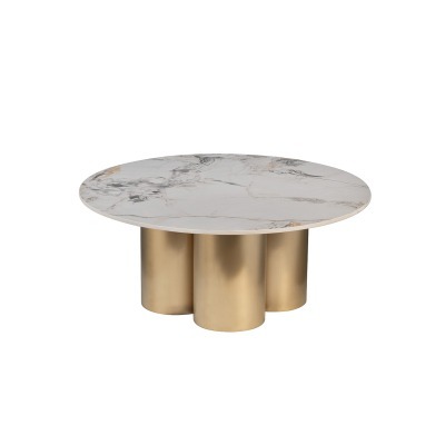 Стол журнальный керамогранит белый d80*35см (TT-00013333)