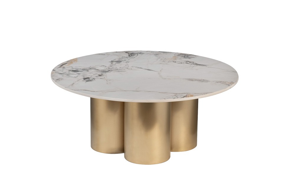 Фото Стол журнальный керамогранит белый d80*35см (TT-00013333) - интернет-магазин МегаТерем в Москве