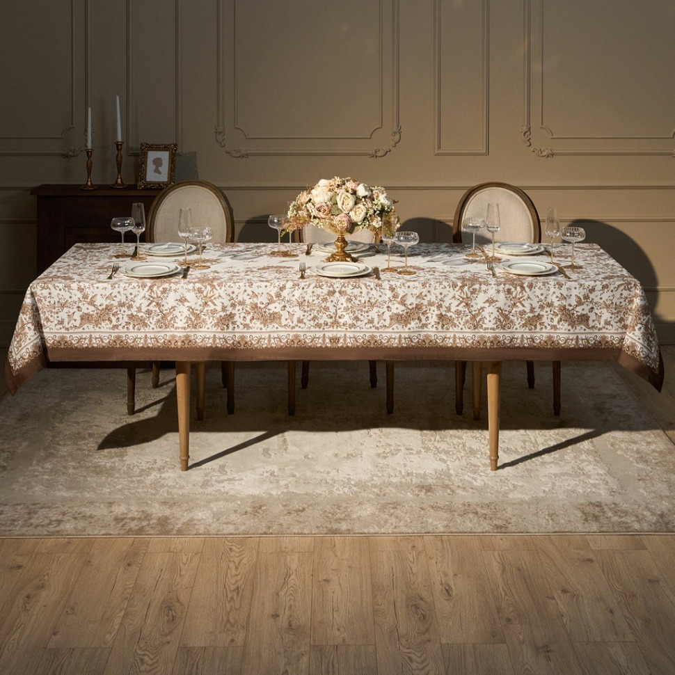 Фото Скатерть  royal garden 140х300см ,белый ,100% хлопок ,твил с пропиткой (850-754-22)  - интернет-магазин МегаТерем в Москве