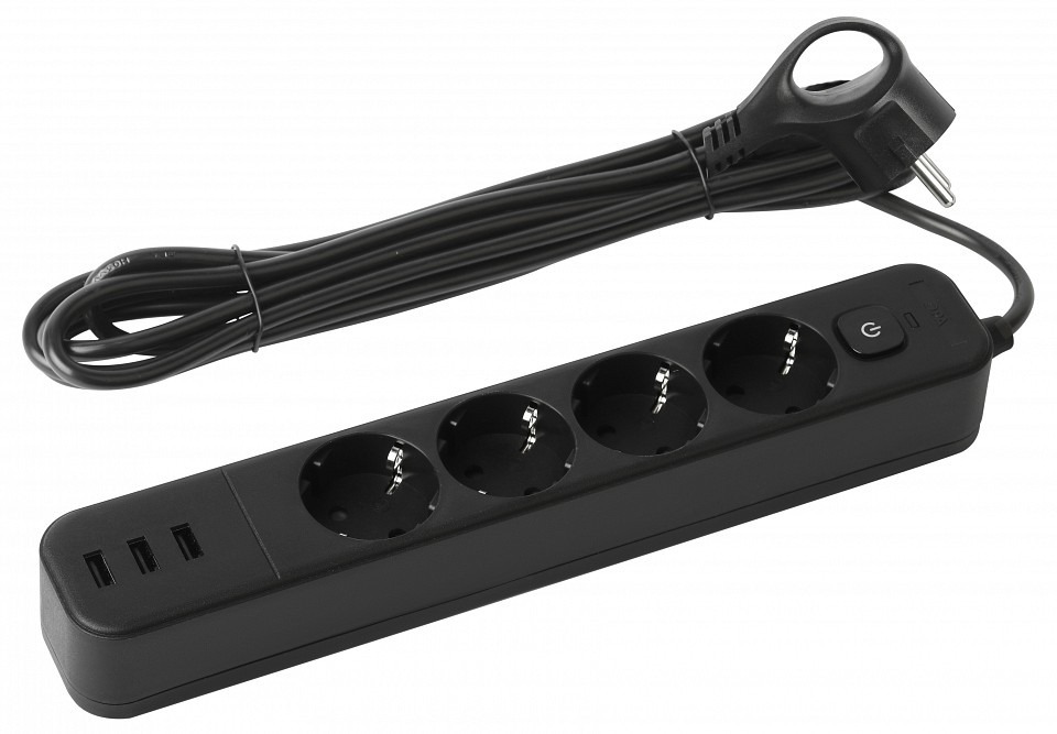 Фото Удлинитель с выключателем Эра  USF-4es-1,5m-3xUSBA-B ER_B0059568 - интернет-магазин МегаТерем в Москве