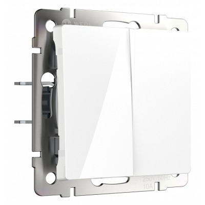 Выключатель проходной двухклавишный с самовозвратом без рамки Werkel белый матовый W1122401 WRK_a062572