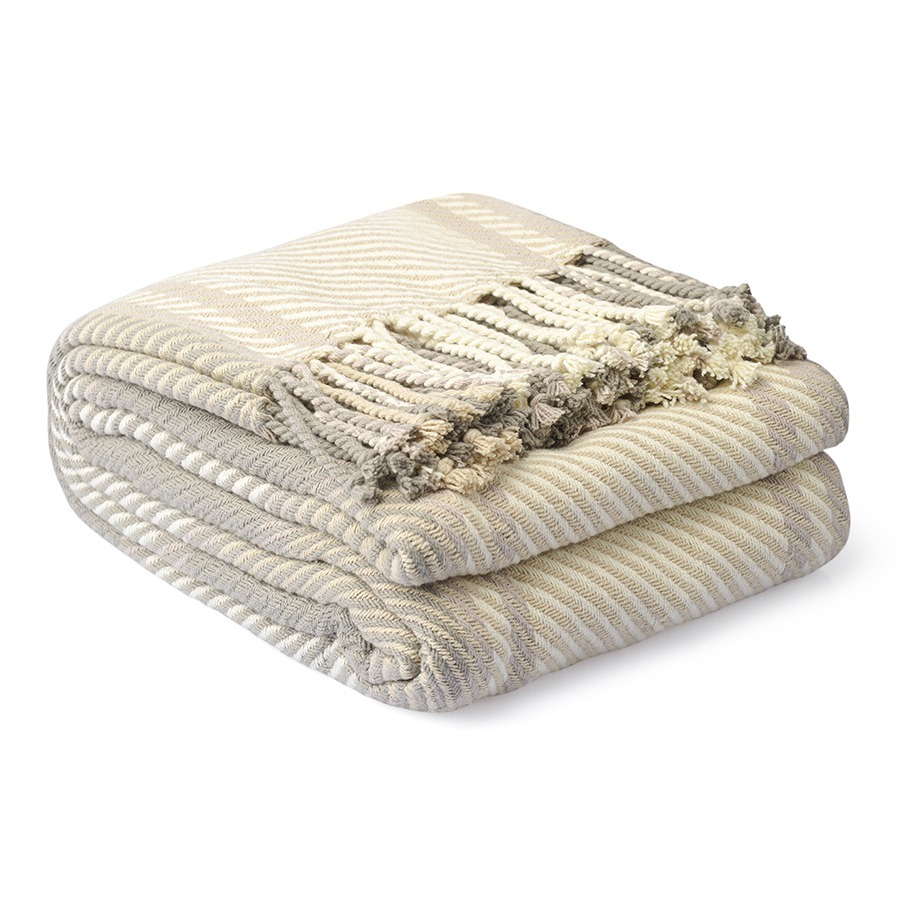 Фото Покрывало из хлопка warm traditions бежево-серого цвета из коллекции essential, 230х250 см (76963) - интернет-магазин МегаТерем в Москве