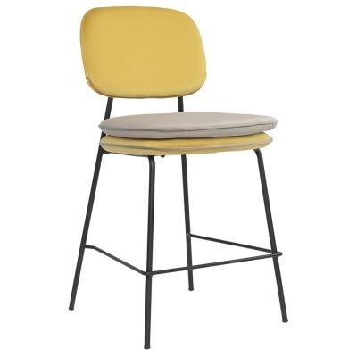 Стул полубарный с контрастным кантом pea, велюр, желтый/бежевый (77099)