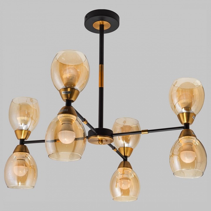 Фото Люстра на штанге Imex MD.8252 MD.8252-8-S-BK+BR IMX_MD.8252-8-S-BK_BR - интернет-магазин МегаТерем в Москве