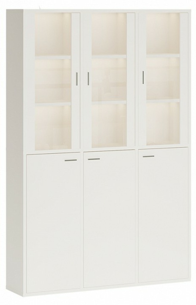 Фото Шкаф-витрина Домино СУ(ш3в2)+3ФГ+3ФС MER_SUsh3v2-3FG-3FS-BE-belyj - интернет-магазин МегаТерем в Москве