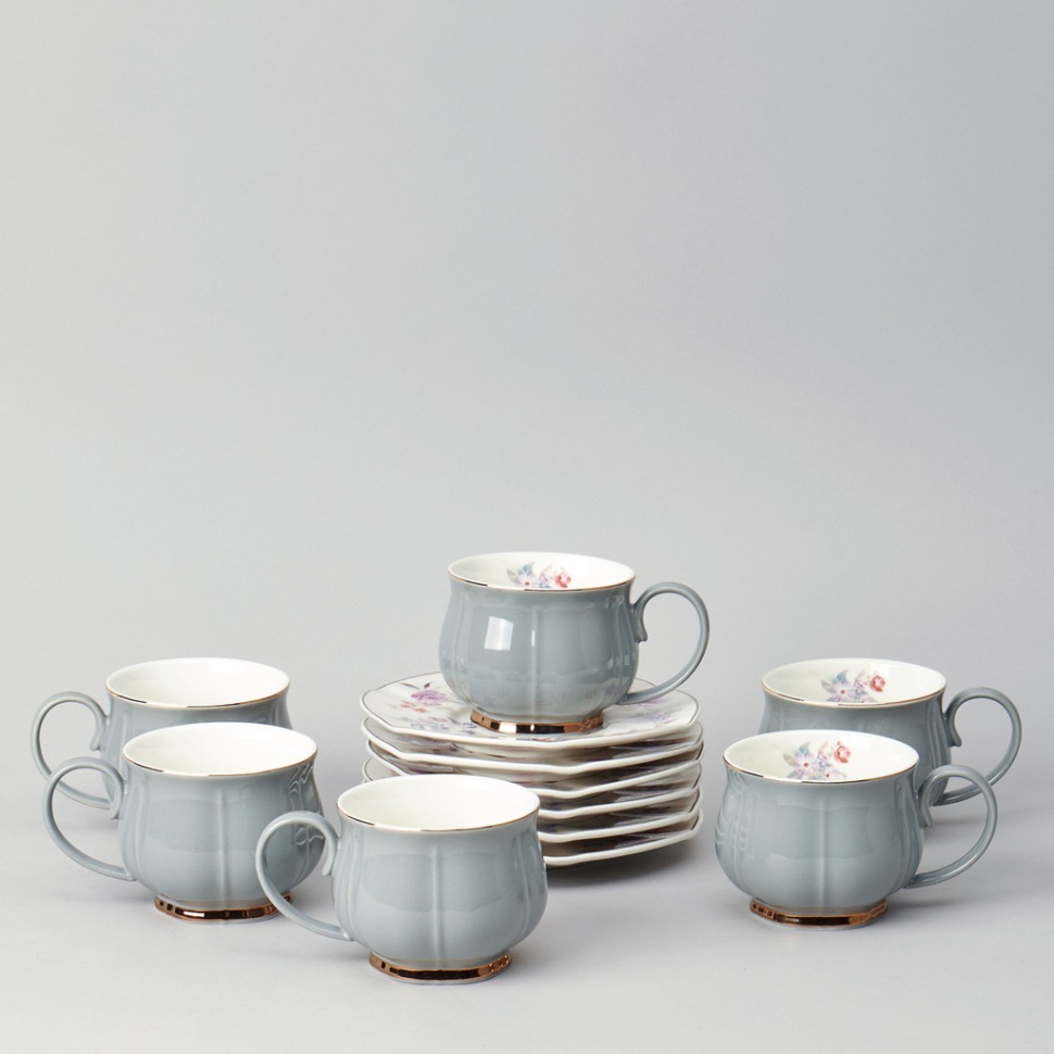 Фото Чайный набор lefard времена года на 6 пер. 12 пр. 250 мл серый (42-567)  - интернет-магазин МегаТерем в Москве