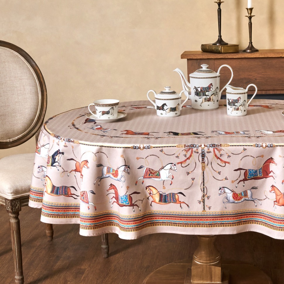 Фото Скатерть овальная passage160х220см ,капучино, 100% хлопок,твил, пропитка Lefard (850-760-41) - интернет-магазин МегаТерем в Москве