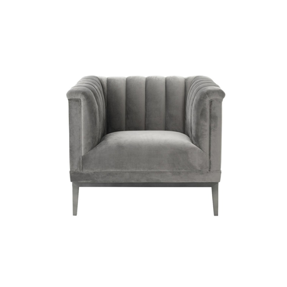 Фото Кресло Арам S0280-1D/AR108-34#grey, Нержавеющая сталь, бархат, dark grey, ROOMERS FURNITURE - интернет-магазин МегаТерем в Москве