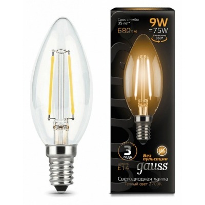Лампа светодиодная Gauss LED Filament Candle E14 9Вт 2700K 103801109 GA_103801109