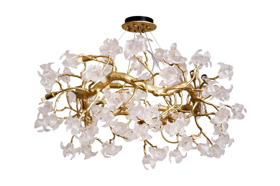 Фото Люстра Flora d.80*45 см, металл цвет золото (TT-00011803) - интернет-магазин МегаТерем в Москве