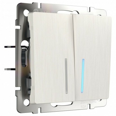 Выключатель двухклавишный с подсветкой без рамки Werkel перламутровый рифленый W1120113 WRK_a051186