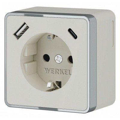 Розетка с заземлением и со шторками и USB Werkel Gallant (слоновая кость) W5071703 WRK_a057699