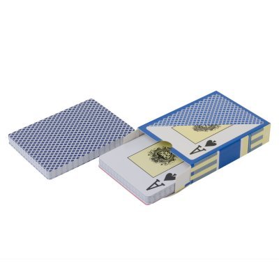 Карты для покера "Texas Holdem" 100% пластик, синяя рубашка (31857)