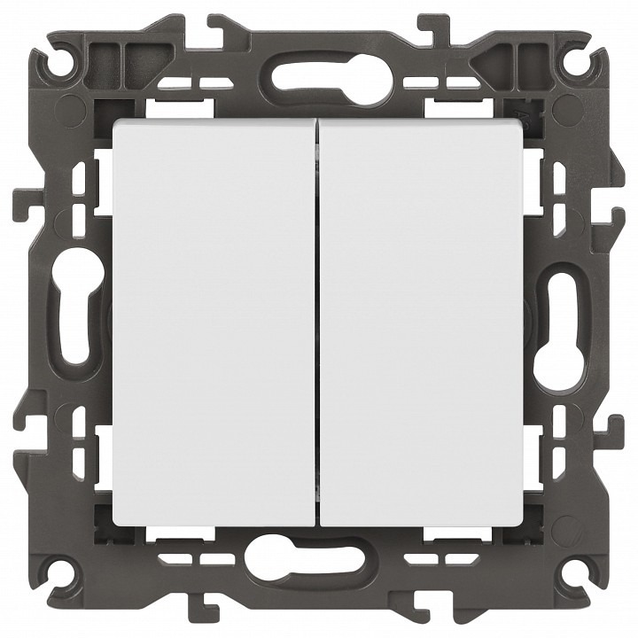 Фото Выключатель двухклавишный без рамки Эра Эра Elegance 14-1104-01М ER_B0065797 - интернет-магазин МегаТерем в Москве