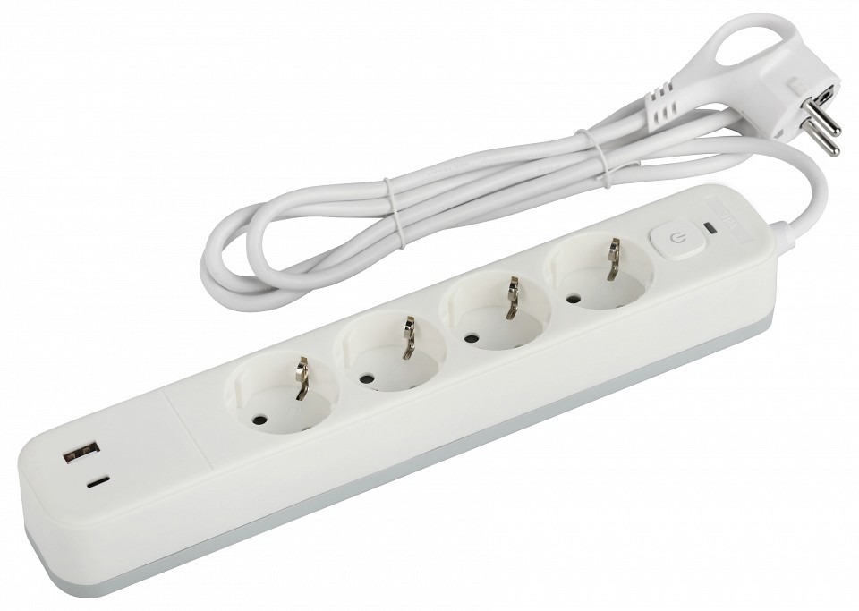 Фото Удлинитель с выключателем Эра  USF-4es-1,5m-2xUSBAC-W ER_B0059571 - интернет-магазин МегаТерем в Москве