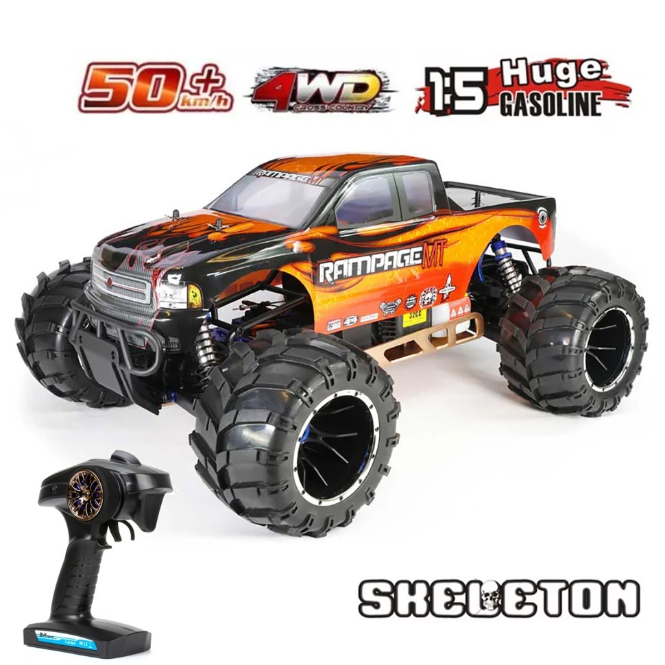 Фото Радиоуправляемый бензиновый монстр HSP Skeleton 4WD 1:5 (94050-14050-O) - интернет-магазин МегаТерем в Москве