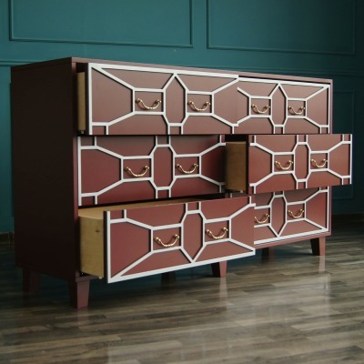 Бордовый комод Emerald 6 ящ...