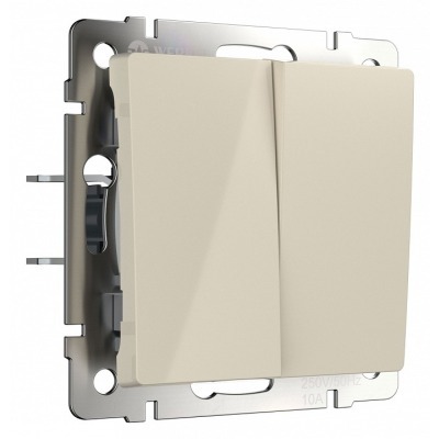 Выключатель проходной двухклавишный с самовозвратом без рамки Werkel слоновая кость W1122403 WRK_a062573