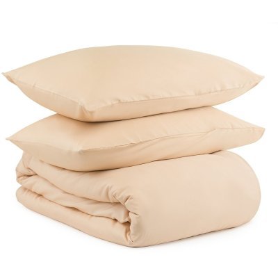 Комплект постельного белья полутораспальный из сатина бежево-розового цвета из коллекции essential (70512)