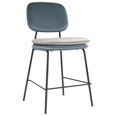 Стул полубарный с контрастным кантом pea, велюр, сине-зеленый/бежевый (77100)