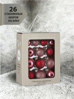 Набор стеклянных шаров темно-розовый микс 26 шт. в коробке (86778) 